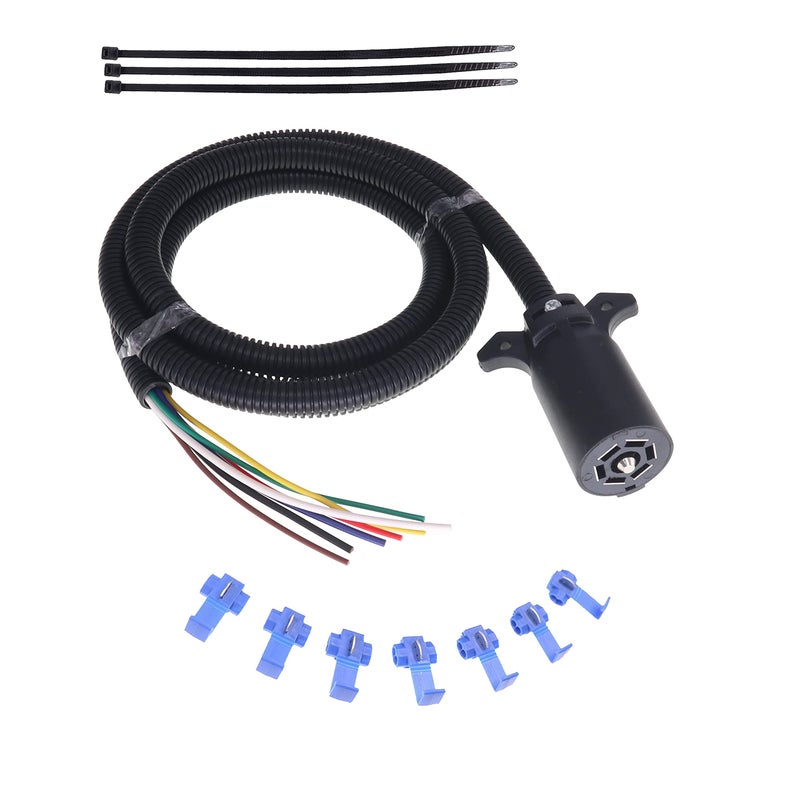 NEW SUN NEWSUNÂ® 8.2ft RV-Ready 7-Way Plug Cord Wiring Harness, Brake & Light Control, Blade 7-Pin Trailer with Wire Cable, Ultimate Trailer Light Connector for All RVs - Image 2